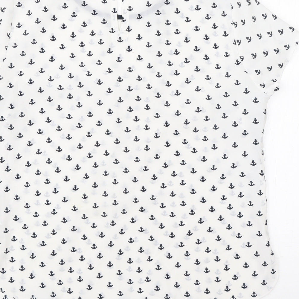 Womens UK Size 10 Debenhams White Basic Blouse