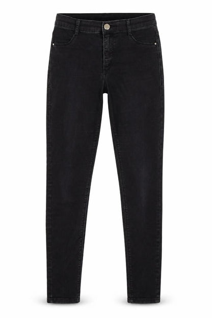 Front view of Dorothy Perkins women’s black cotton skinny jeans, size UK 6, 28-inch leg regular
