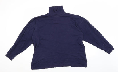 Country Trader Mens Blue High Neck  Cotton Pullover Jumper