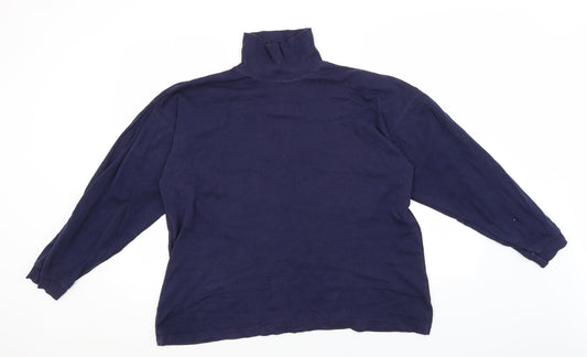 Country Trader Mens Blue High Neck  Cotton Pullover Jumper