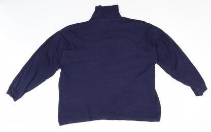 Country Trader Mens Blue High Neck  Cotton Pullover Jumper
