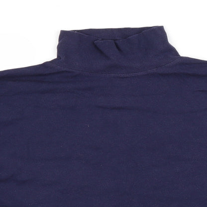 Country Trader Mens Blue High Neck  Cotton Pullover Jumper