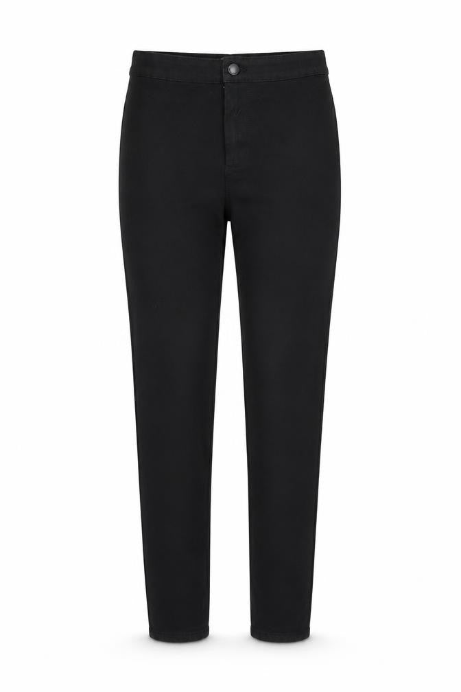 Front view of Denim & Co. women’s black cotton straight jeans, size UK 10, 26-inch leg regular