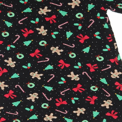 George Womens Black Geometric Viscose A-Line  Size S  Round Neck  - Chirstman