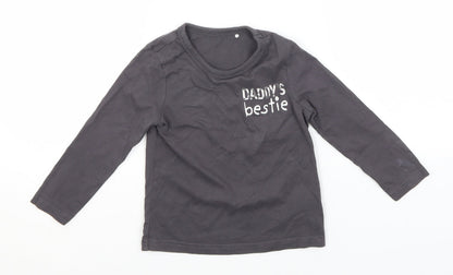 George Boys Grey  Cotton Basic T-Shirt Size 2-3 Years Round Neck  - Daddy's Bestie