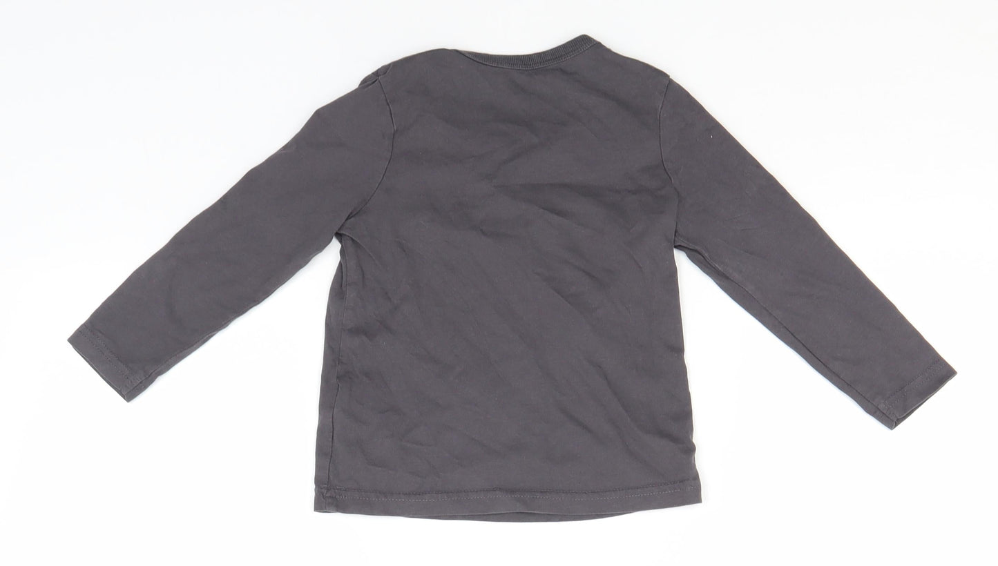 George Boys Grey  Cotton Basic T-Shirt Size 2-3 Years Round Neck  - Daddy's Bestie