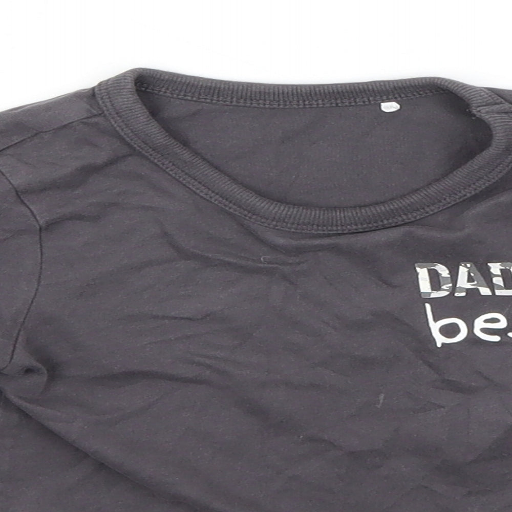 George Boys Grey  Cotton Basic T-Shirt Size 2-3 Years Round Neck  - Daddy's Bestie