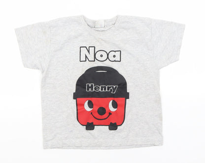 Fruit of the Loom Boys Grey   Basic T-Shirt  Round Neck  - Henry Hoover