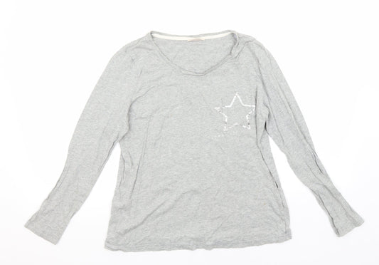 ESMARA Womens Grey  Cotton Basic T-Shirt Size 10 Round Neck