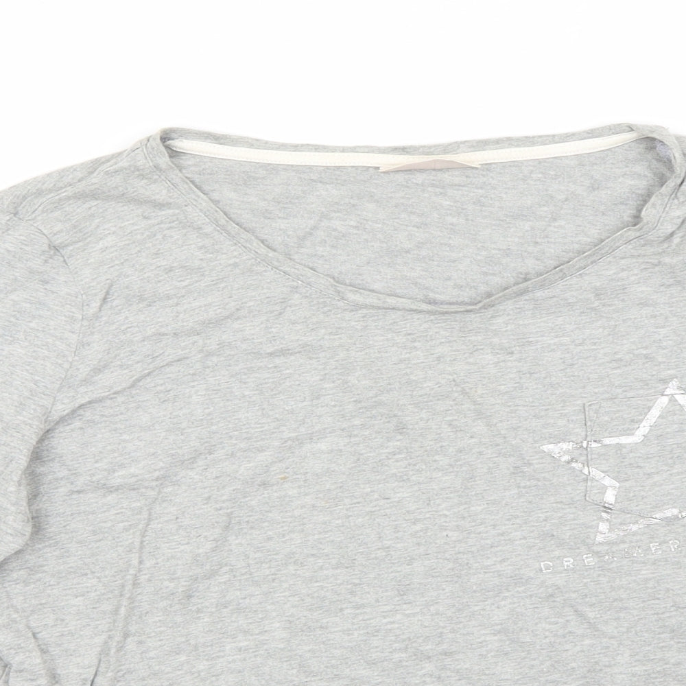 ESMARA Womens Grey  Cotton Basic T-Shirt Size 10 Round Neck