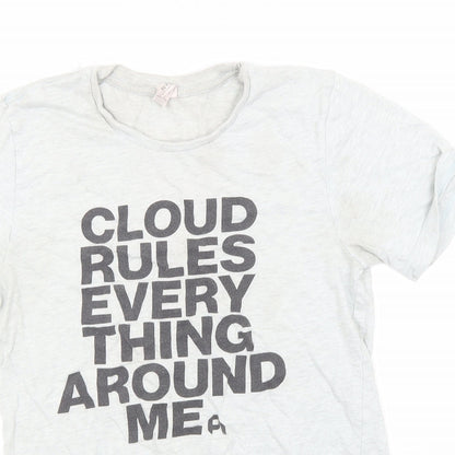 Womens UK Size S Canvas Grey Basic T-Shirt