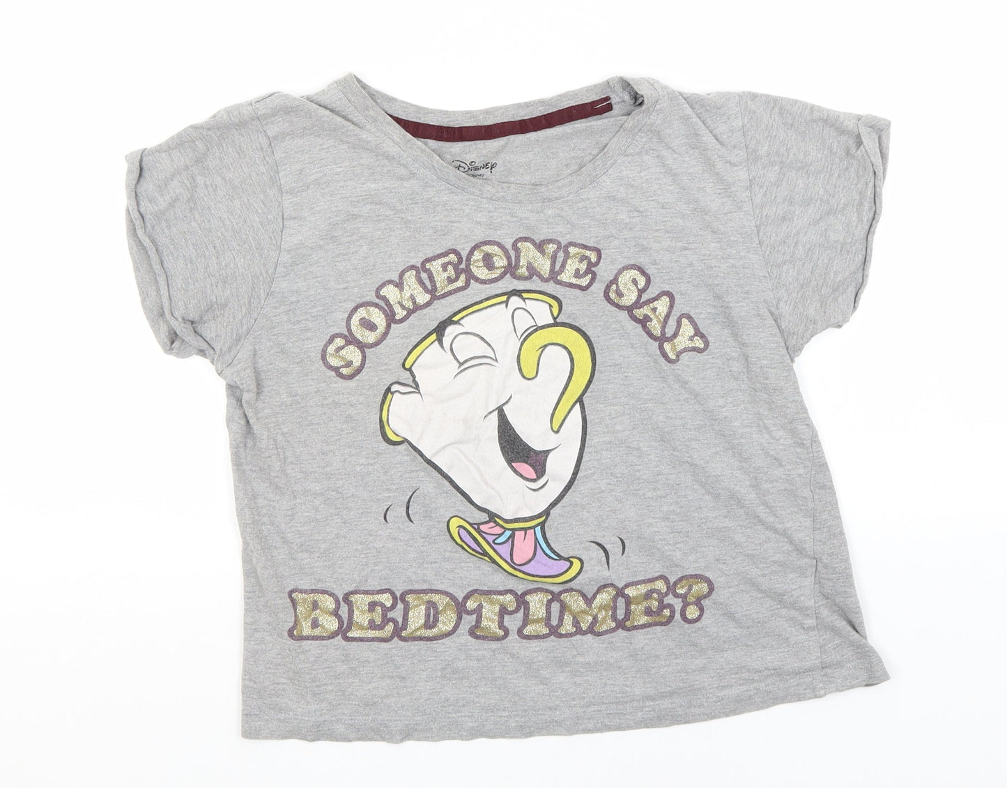 Womens UK Size 6 Disney Grey Basic T-Shirt