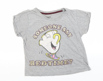Womens UK Size 6 Disney Grey Basic T-Shirt
