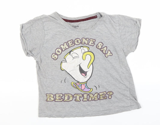 Womens UK Size 6 Disney Grey Basic T-Shirt