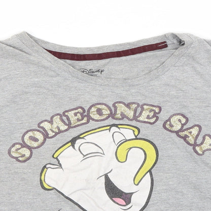 Womens UK Size 6 Disney Grey Basic T-Shirt