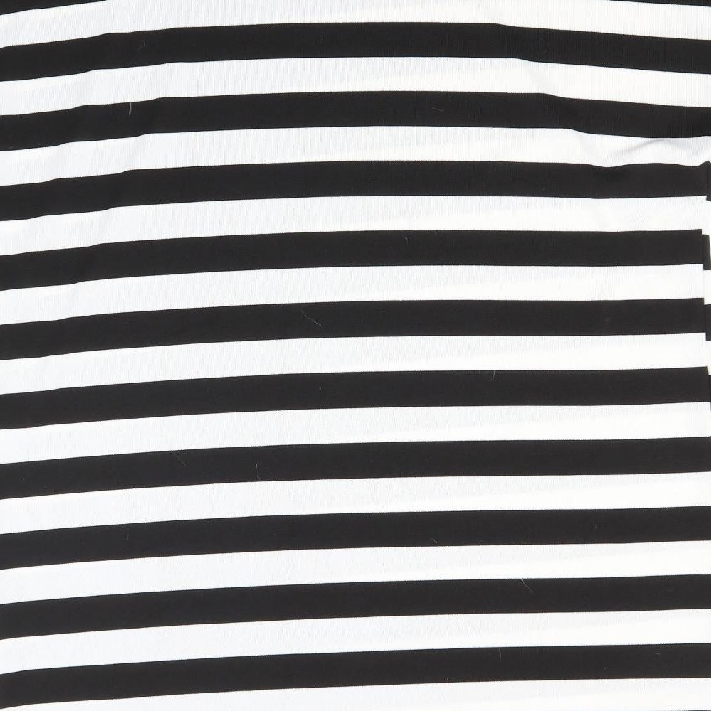 Boohoo Womens Black Round Neck Striped Polyester Pullover Jumper Size 14