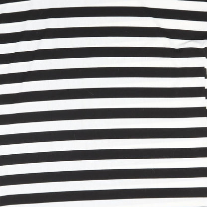 Boohoo Womens Black Round Neck Striped Polyester Pullover Jumper Size 14