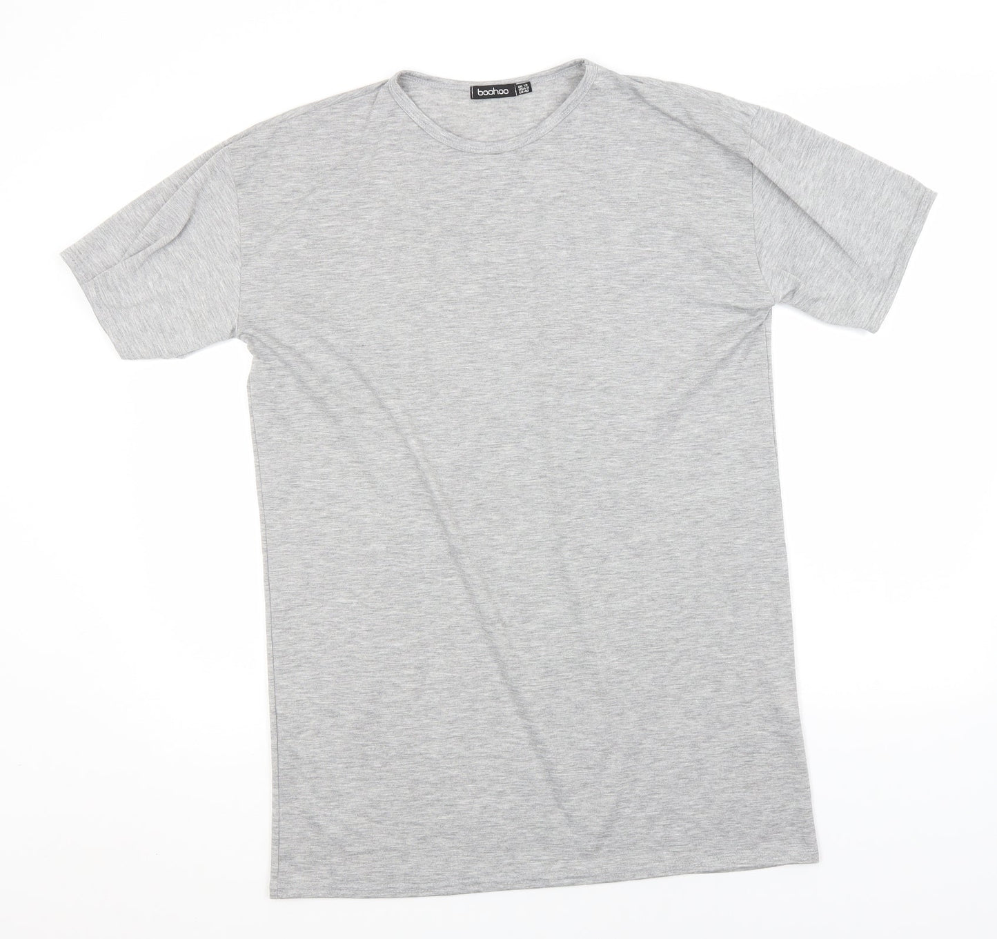 Boohoo Womens Grey  Polyester Basic T-Shirt Size 12 Round Neck
