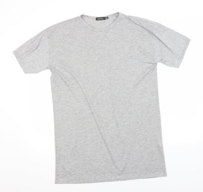 Boohoo Womens Grey  Polyester Basic T-Shirt Size 12 Round Neck