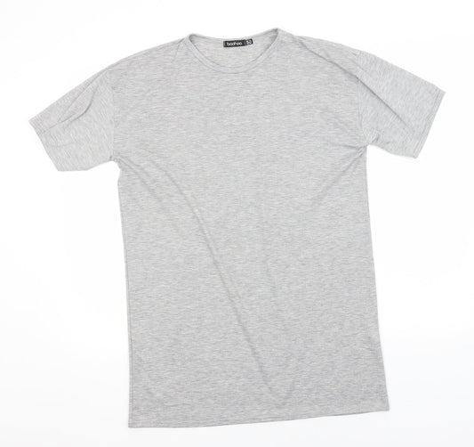 Boohoo Womens Grey  Polyester Basic T-Shirt Size 12 Round Neck