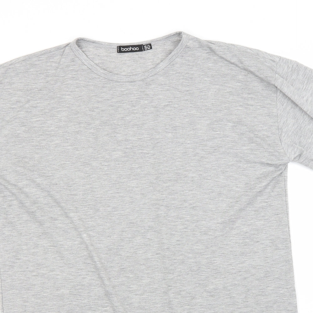 Boohoo Womens Grey  Polyester Basic T-Shirt Size 12 Round Neck