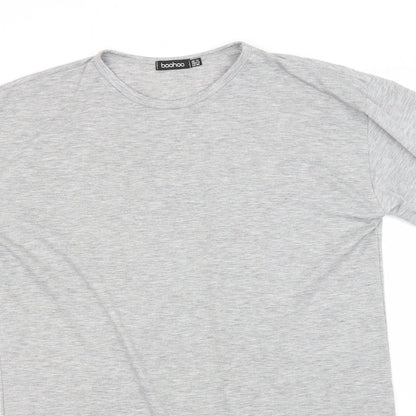 Boohoo Womens Grey  Polyester Basic T-Shirt Size 12 Round Neck