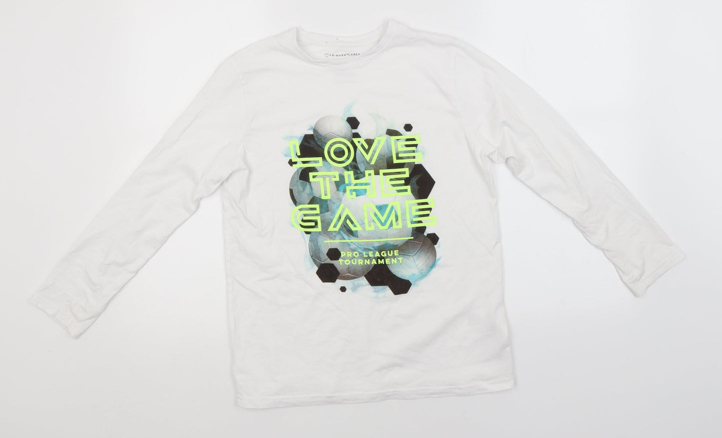 Primark Boys White  Cotton Basic T-Shirt Size 11-12 Years Round Neck  - Love the Game