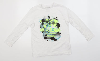 Primark Boys White  Cotton Basic T-Shirt Size 11-12 Years Round Neck  - Love the Game