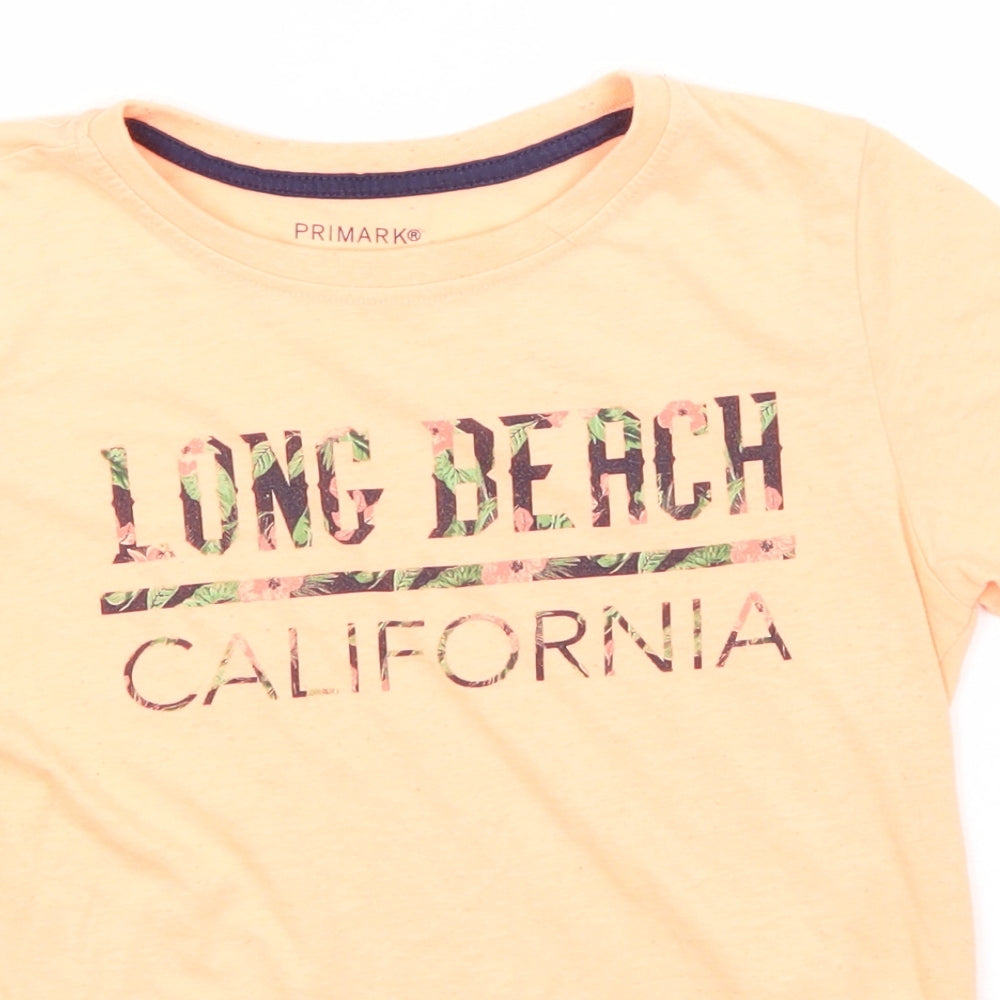 Primark Girls Orange  Polyester Basic T-Shirt Size 7-8 Years Round Neck  - Long Beach, California