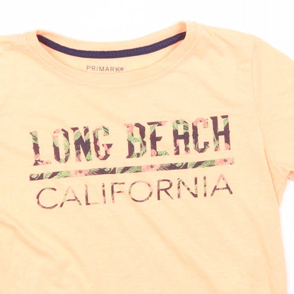 Primark Girls Orange  Polyester Basic T-Shirt Size 7-8 Years Round Neck  - Long Beach, California