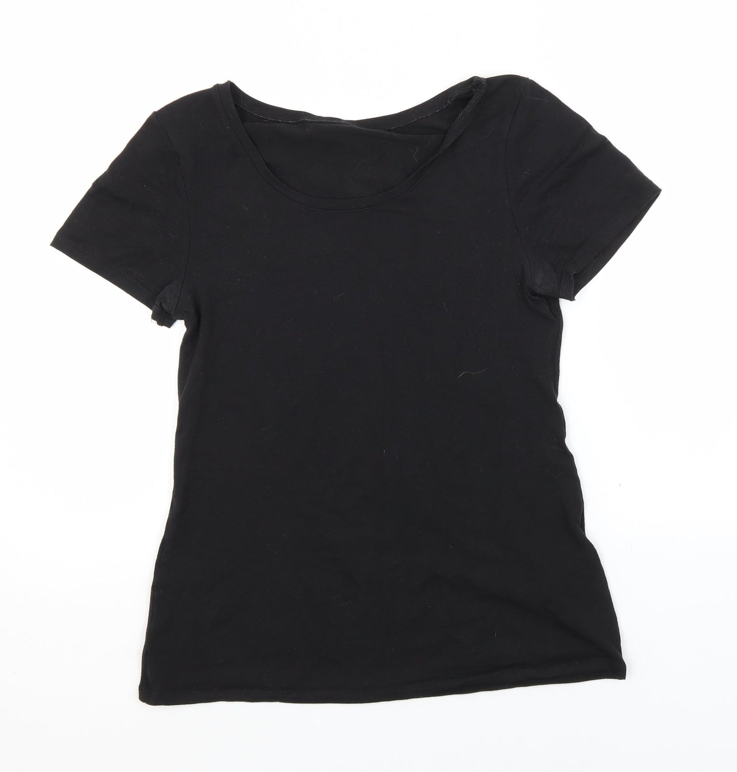 Womens UK Size M Preworn Black Basic T-Shirt