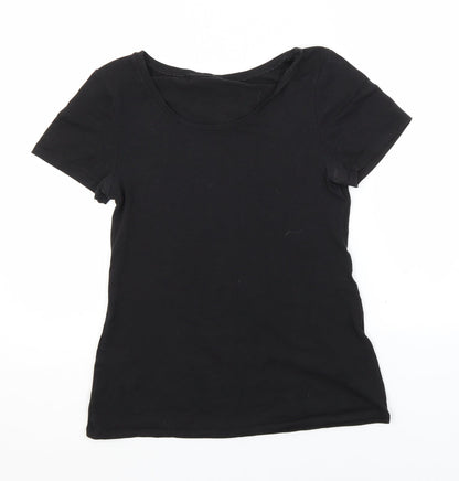 Womens UK Size M Preworn Black Basic T-Shirt