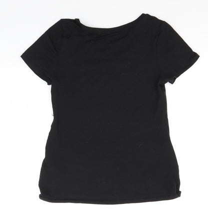 Womens UK Size M Preworn Black Basic T-Shirt