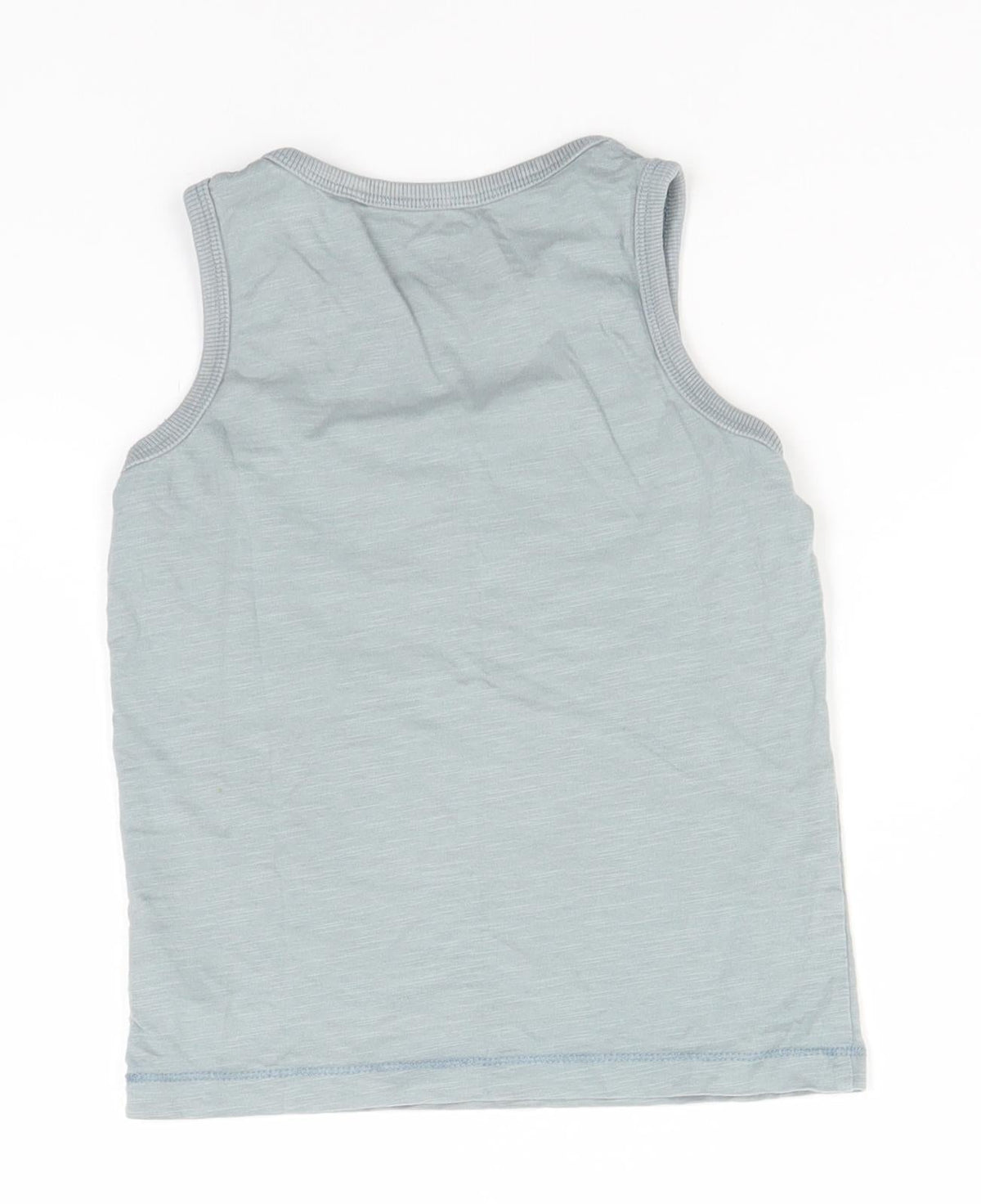 Back view of Next boys’ green cotton basic tank, size 5, years round neck