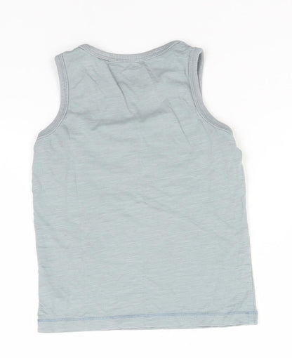 Back view of Next boys’ green cotton basic tank, size 5, years round neck