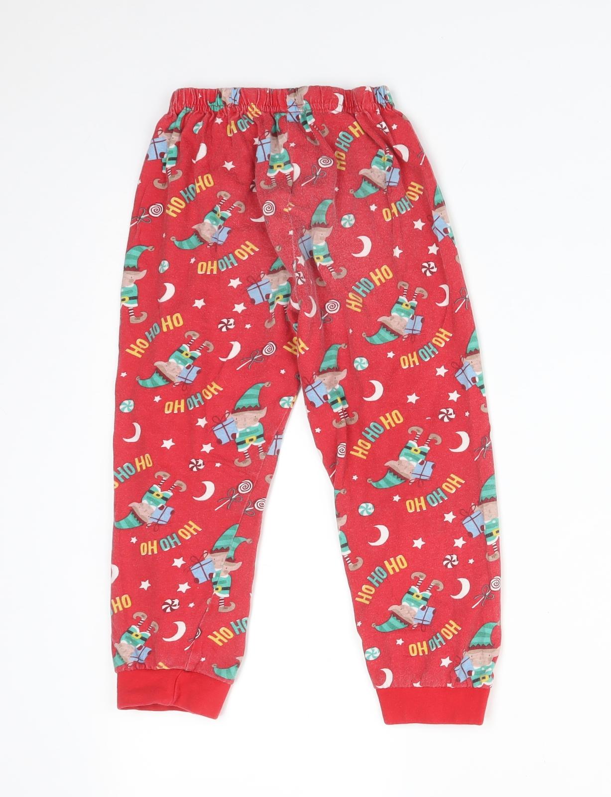 Made By Elves Boys Red Solid Cotton  Pyjama Pants Size 5-6 Years   - CHRISTMAS ELVES