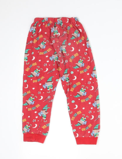 Made By Elves Boys Red Solid Cotton  Pyjama Pants Size 5-6 Years   - CHRISTMAS ELVES