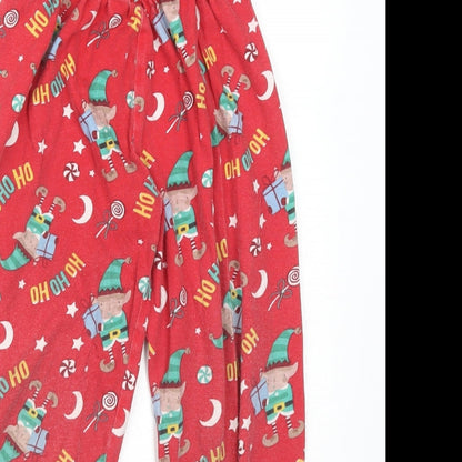 Made By Elves Boys Red Solid Cotton  Pyjama Pants Size 5-6 Years   - CHRISTMAS ELVES