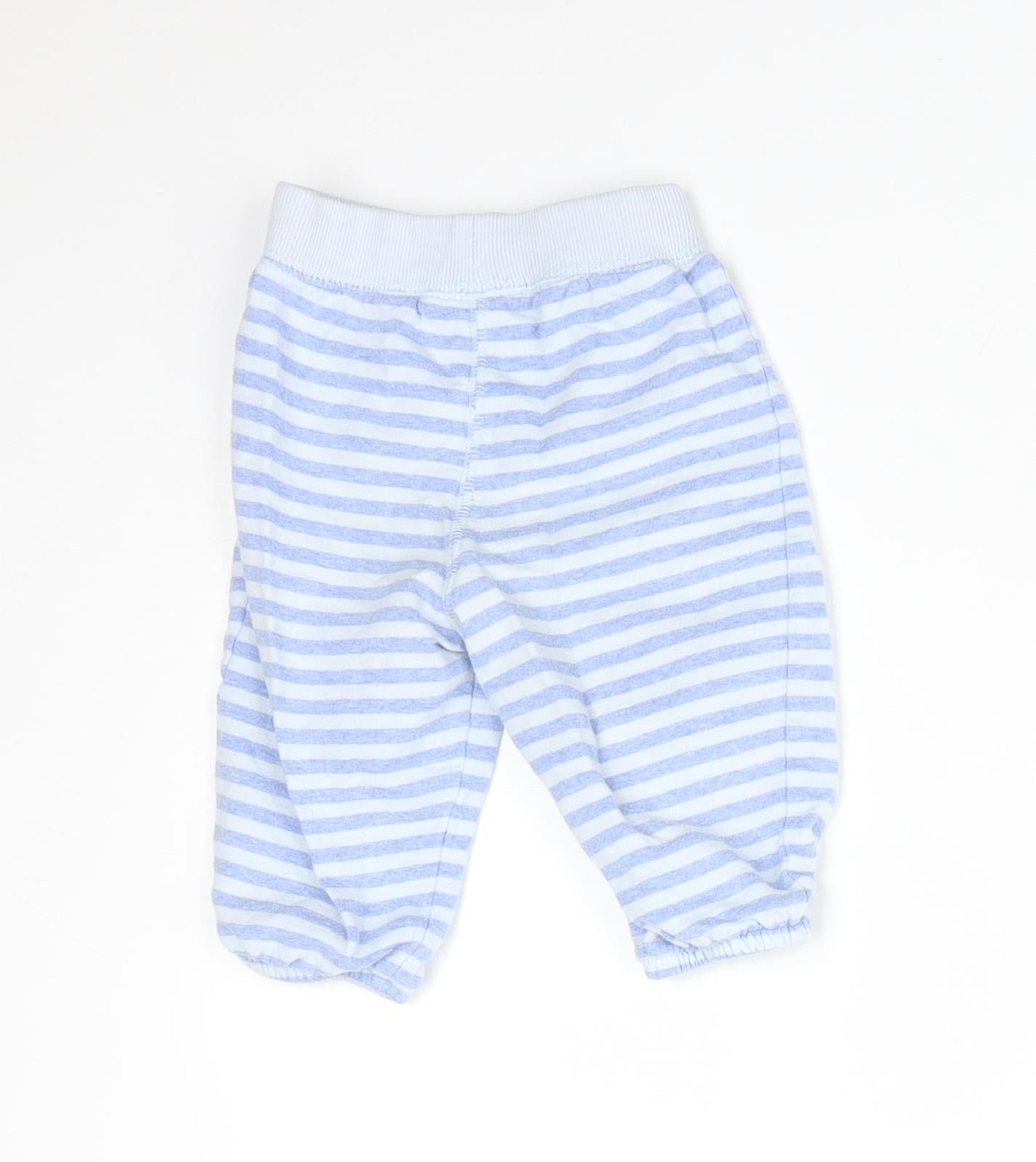 Matalan Baby Multicoloured Striped Cotton Jogger Trousers Size 6-9 Months
