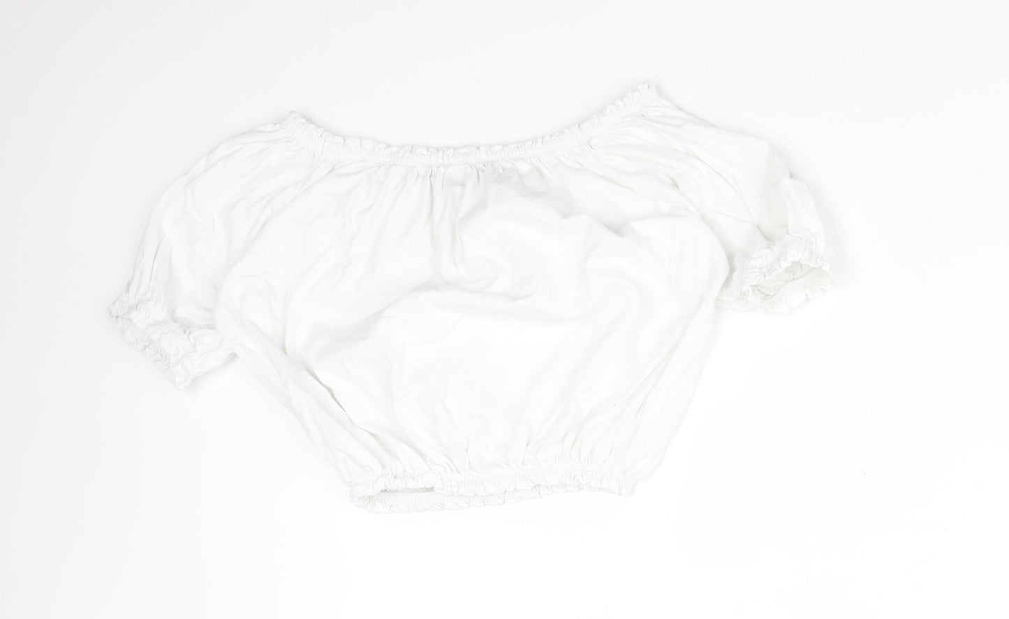 Primark Womens White  Cotton Basic T-Shirt Size 4 Off the Shoulder