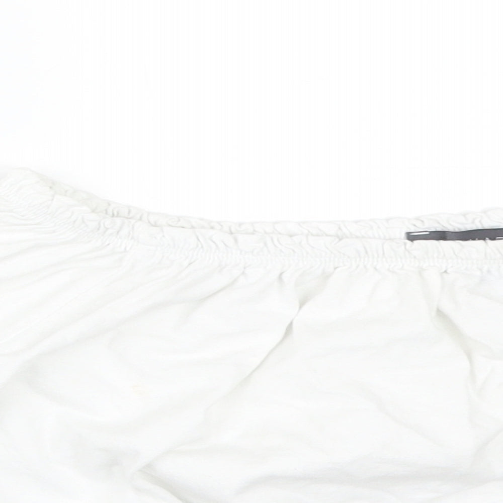 Primark Womens White  Cotton Basic T-Shirt Size 4 Off the Shoulder
