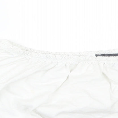 Primark Womens White  Cotton Basic T-Shirt Size 4 Off the Shoulder