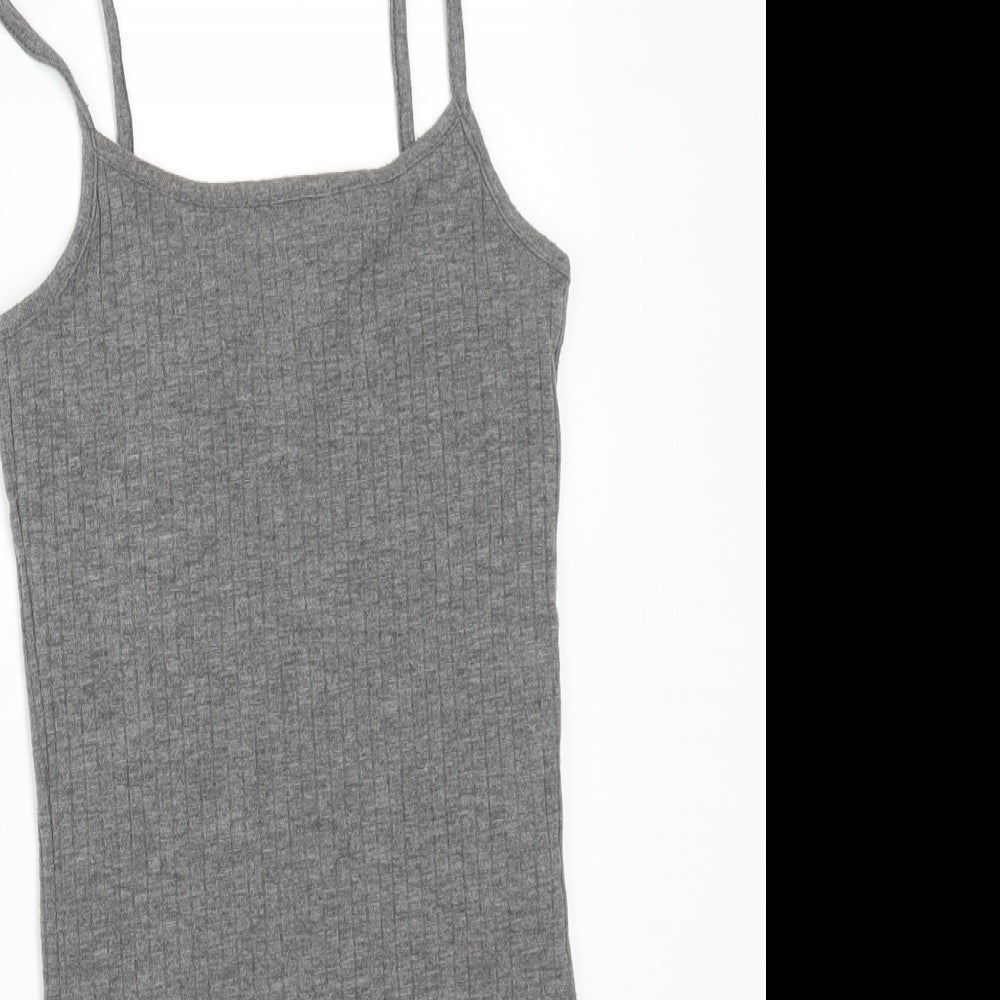 Primark Womens Grey Striped Polyester Bodysuit One-Piece Size 4