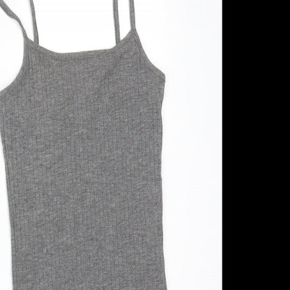 Primark Womens Grey Striped Polyester Bodysuit One-Piece Size 4