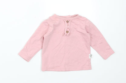 CHICK PEA Girls Pink  Cotton Basic T-Shirt Size 6-9 Months Round Neck
