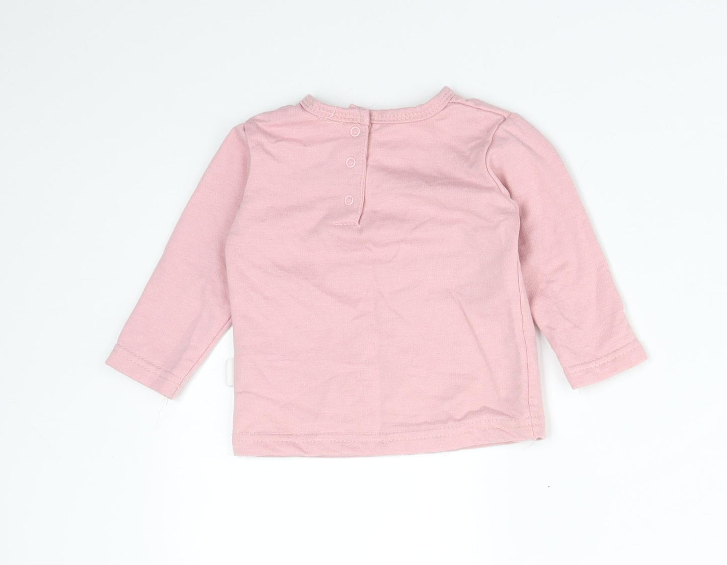 CHICK PEA Girls Pink  Cotton Basic T-Shirt Size 6-9 Months Round Neck