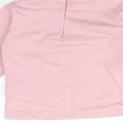 CHICK PEA Girls Pink  Cotton Basic T-Shirt Size 6-9 Months Round Neck