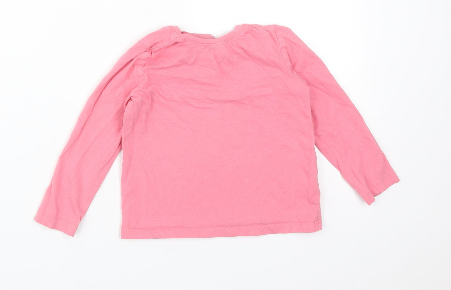 NEXT Girls Pink  Cotton Basic T-Shirt Size 18-24 Months Round Neck