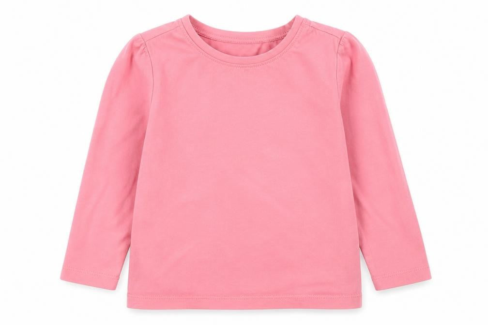 Front view of Next girls’ pink cotton basic t-shirt, size 18-24, months round neck