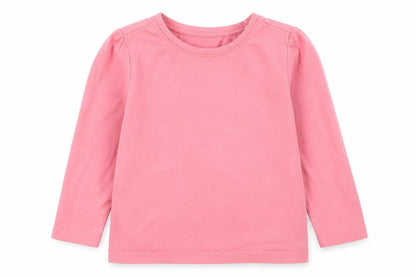 Front view of Next girls’ pink cotton basic t-shirt, size 18-24, months round neck